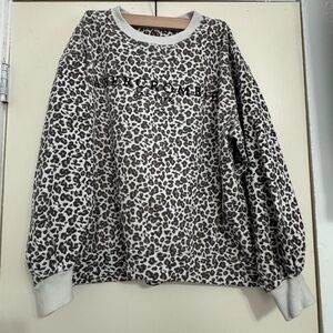 Abercrombie & Fitch Leopard Print Crewneck Sweatshirt in White and Brown